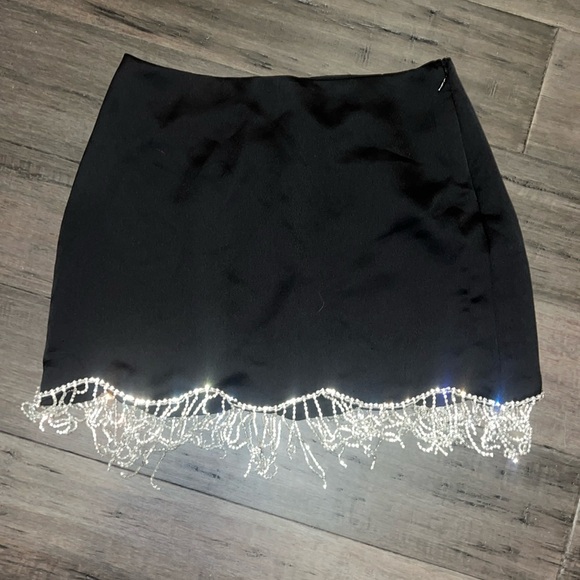 Rhinestone fringe mini skirt NWT - Picture 2 of 5
